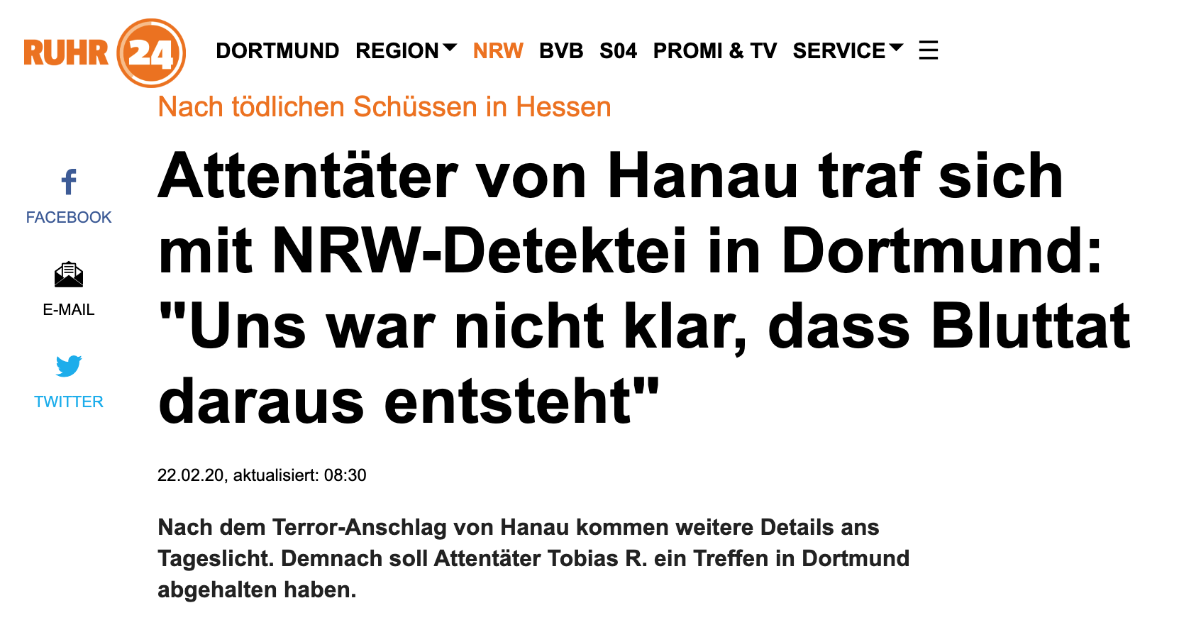 Hanau-Terroranschlag; Detektei Dortmund, Detektiv Dortmund, Privatdetektiv Unna, Detektei Unna